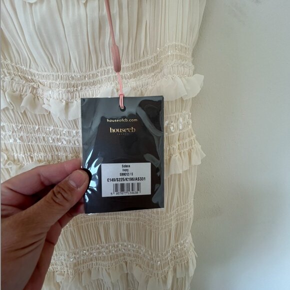 HOUSE OF CB‎ 'Solana' Ivory Sequin Pleat Maxi Dress white NWT size Small - Picture 8 of 12